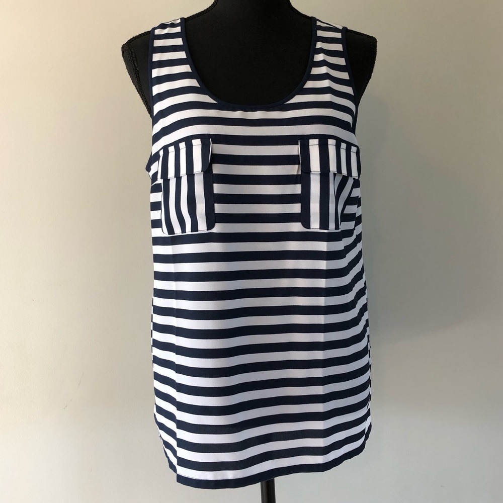 Women’s Nautica Navy and White Striped Sleeveless Top size M